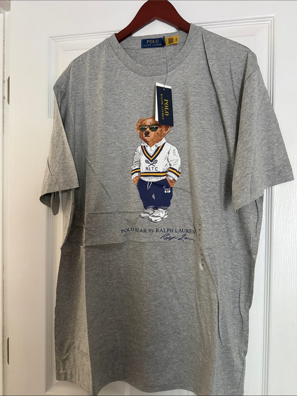 Polo by Ralph Lauren Grey Bear Graphic Tee with Navy & Gold Accents